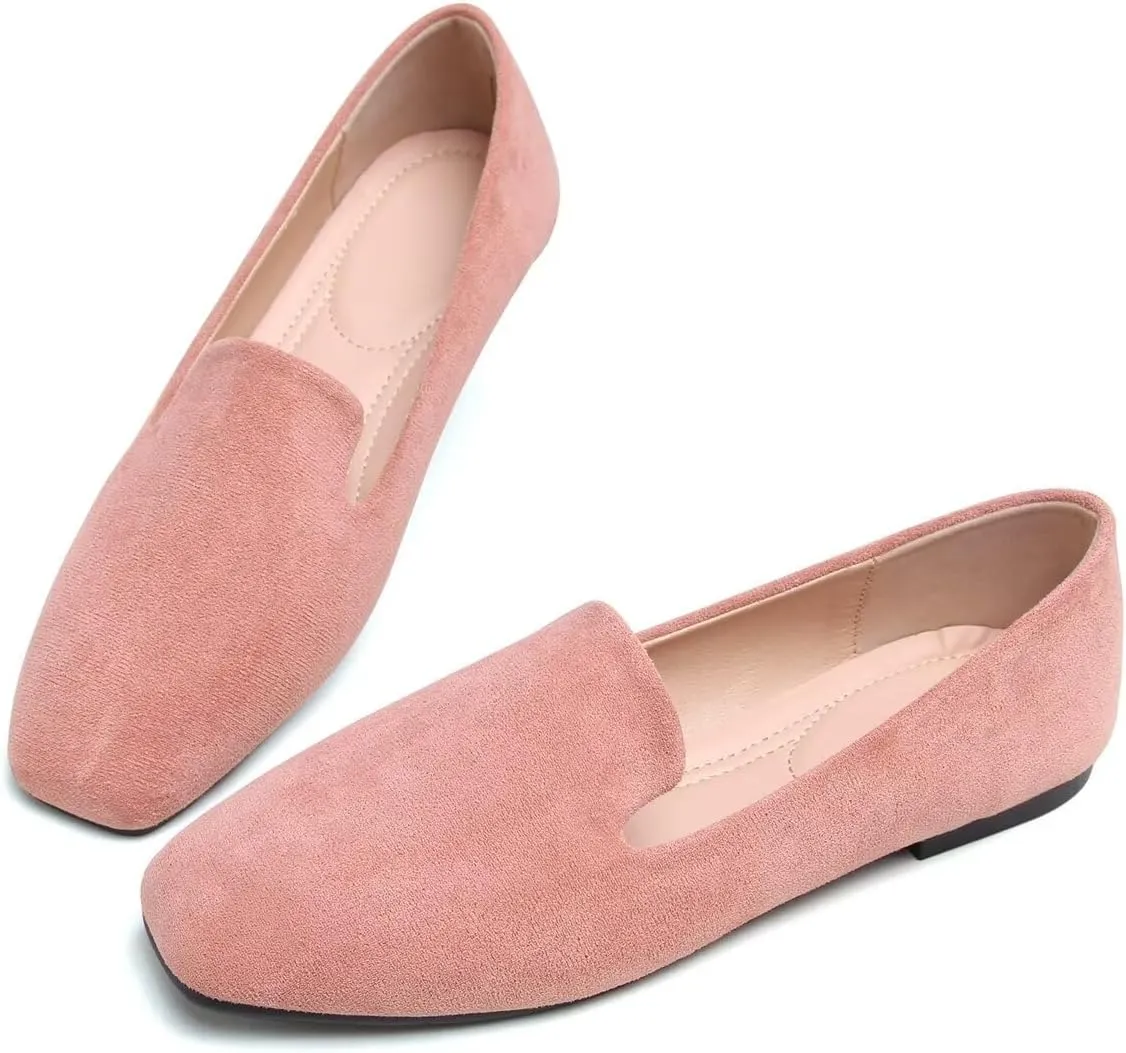 Women Comfortable Flats Candy Colored Cute Slip On Ballet Shoes Soft Sole Dress Casual Office Shoes Moccasins