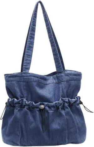 Women Denim Shoulder Handbag Classic Versatile Underarm Bag Large Capacity Tote Purse with Multiple Pockets