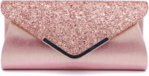 Women Envelope Clutch Bag Sequins Evening Bag Shiny Handbag with Detachable Chain Bridal Wedding Purse