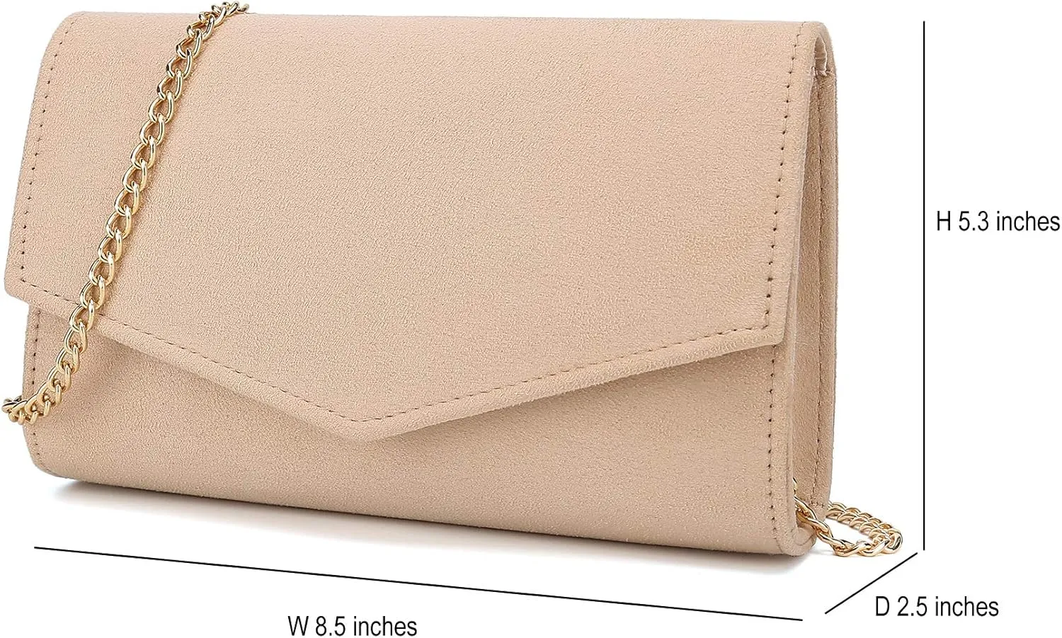 Women Evening Bag Dressy Clutch Handbag Faux Suede Purse for Wedding