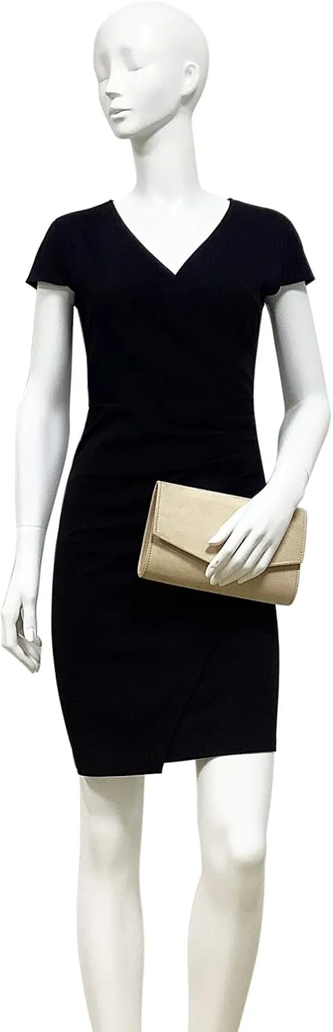 Women Evening Bag Dressy Clutch Handbag Faux Suede Purse for Wedding