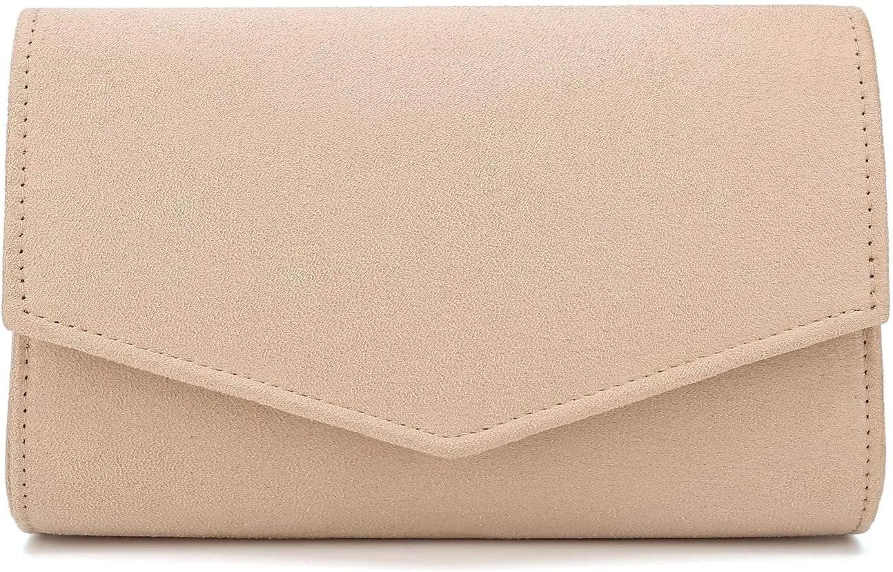 Women Evening Bag Dressy Clutch Handbag Faux Suede Purse for Wedding