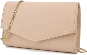 Women Evening Bag Dressy Clutch Handbag Faux Suede Purse for Wedding
