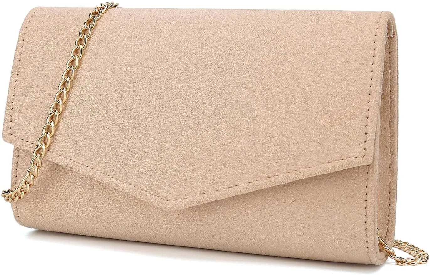 Women Evening Bag Dressy Clutch Handbag Faux Suede Purse for Wedding