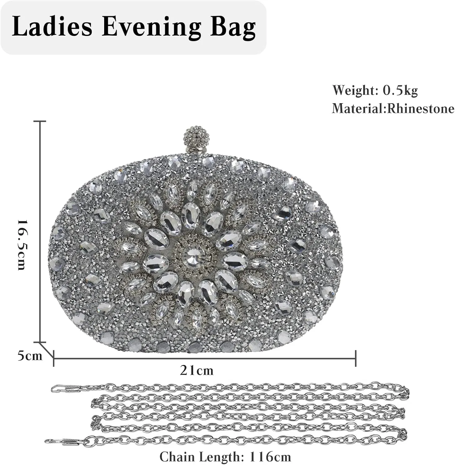 Women Evening Bag Rhinestone Clutch Purse Sparkly Sequin Handbag