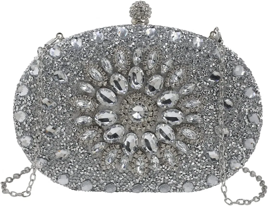 Women Evening Bag Rhinestone Clutch Purse Sparkly Sequin Handbag