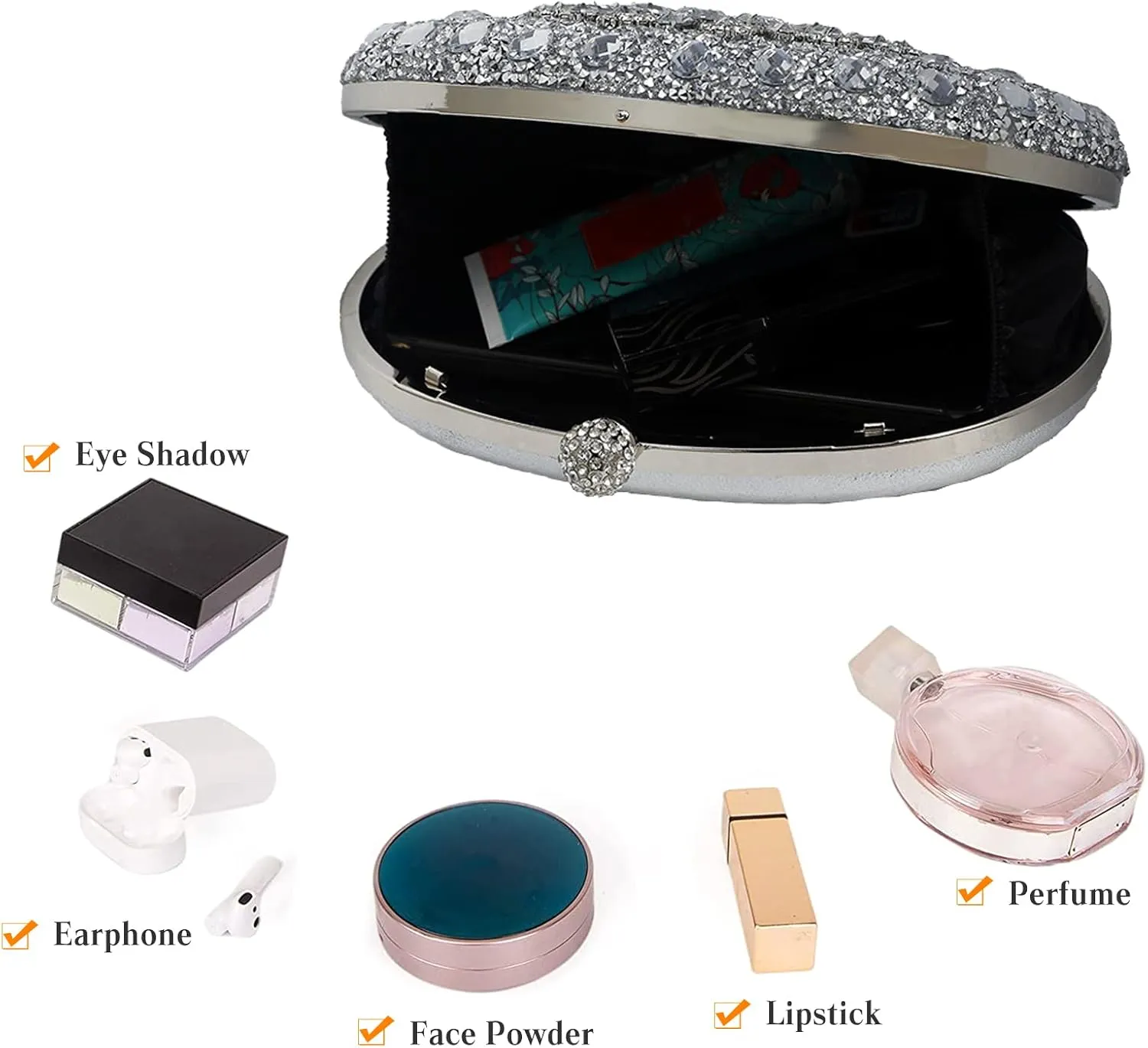 Women Evening Bag Rhinestone Clutch Purse Sparkly Sequin Handbag