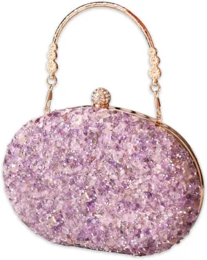 Women Evening Bag Sequin Clutch Bag Bridal Wedding Purse Ladies Handbag With Detachable Chain Elegant Shoulder Bag