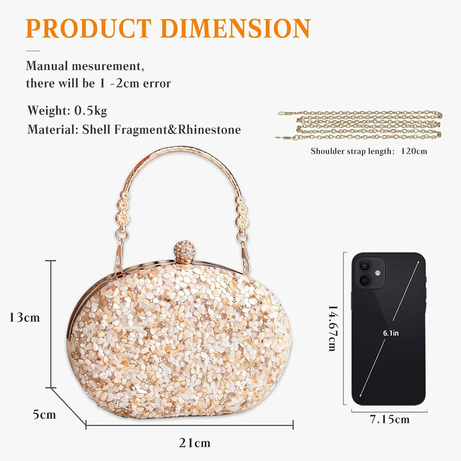 Women Evening Bag Sequin Clutch Bag Bridal Wedding Purse Ladies Handbag With Detachable Chain Elegant Shoulder Bag