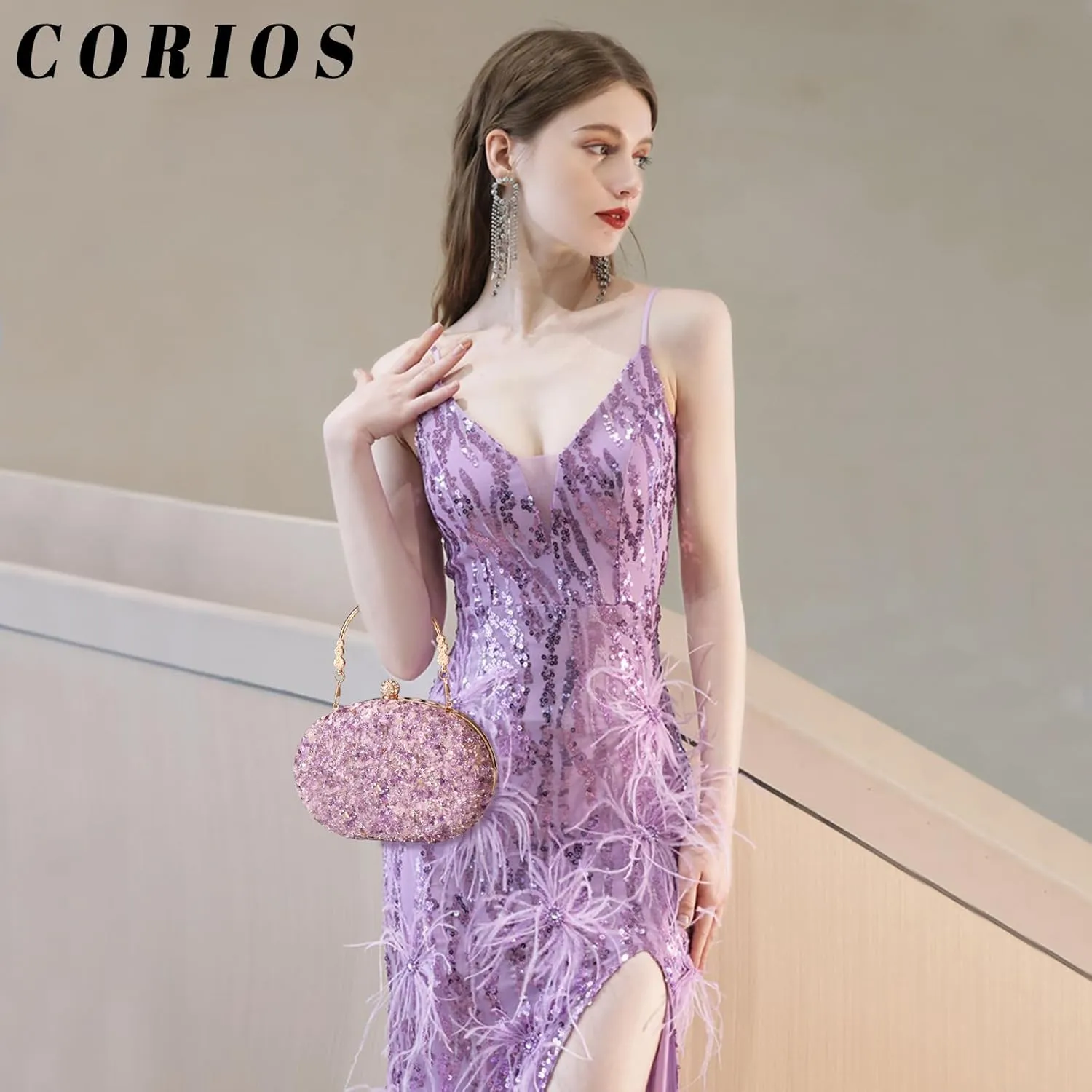 Women Evening Bag Sequin Clutch Bag Bridal Wedding Purse Ladies Handbag With Detachable Chain Elegant Shoulder Bag