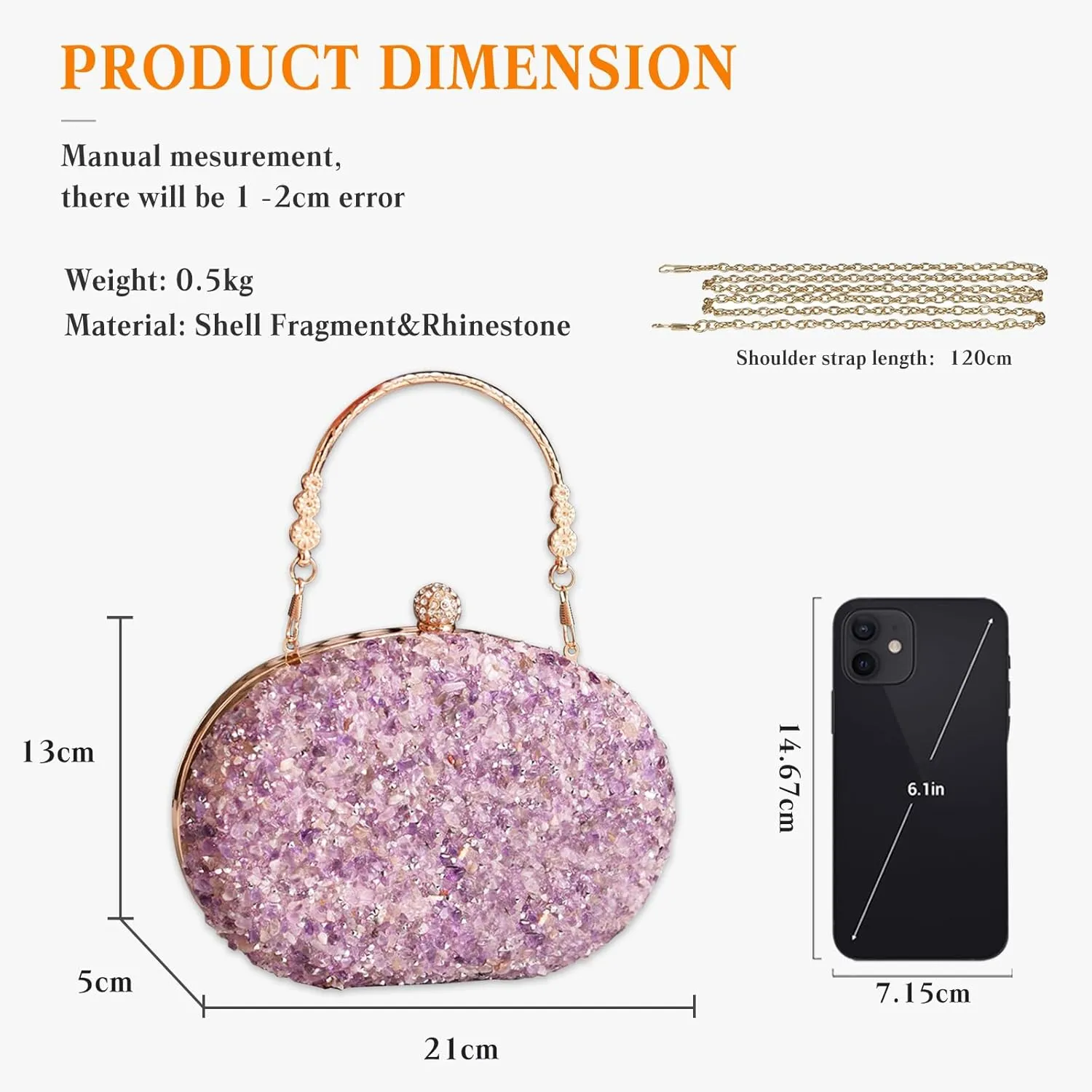 Women Evening Bag Sequin Clutch Bag Bridal Wedding Purse Ladies Handbag With Detachable Chain Elegant Shoulder Bag