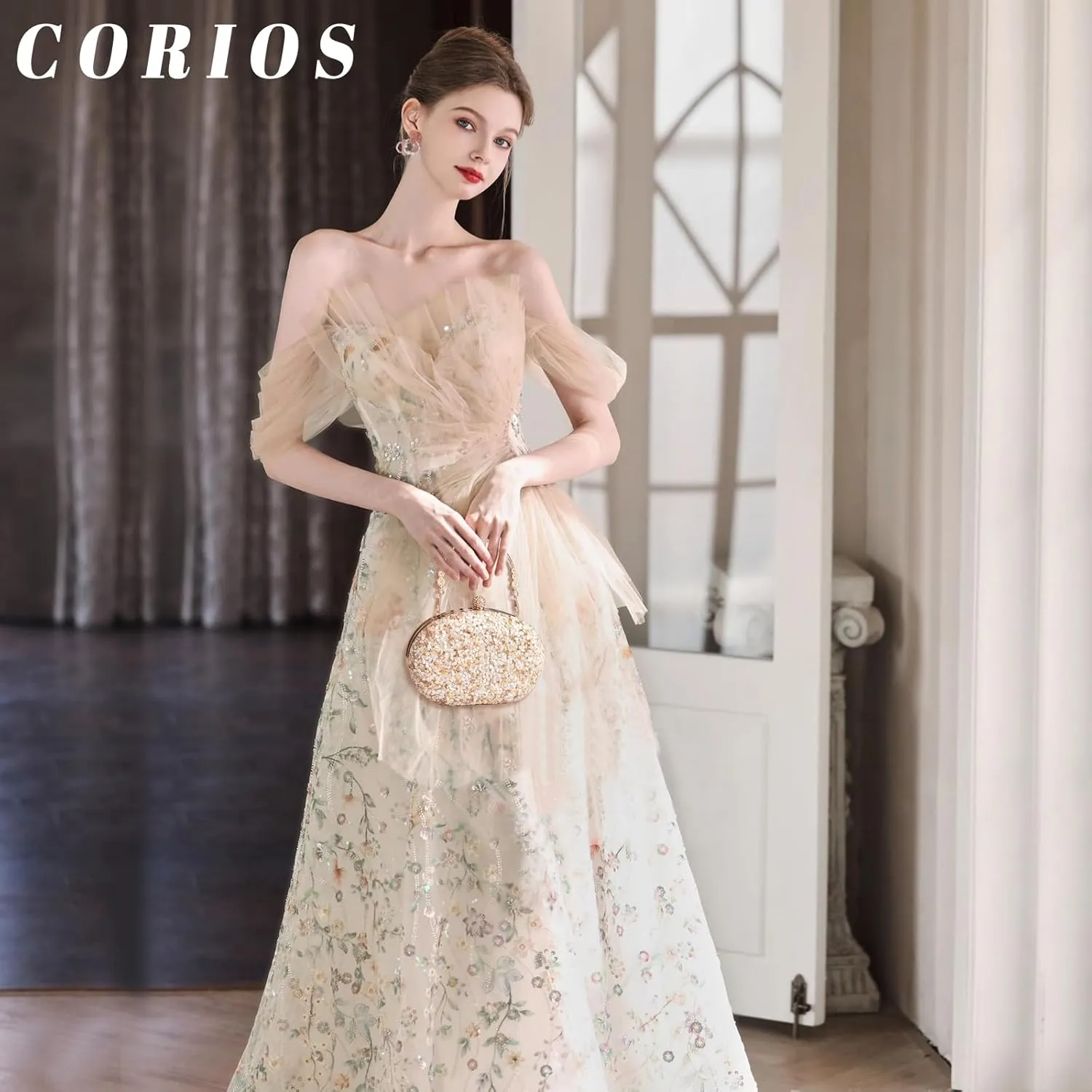 Women Evening Bag Sequin Clutch Bag Bridal Wedding Purse Ladies Handbag With Detachable Chain Elegant Shoulder Bag