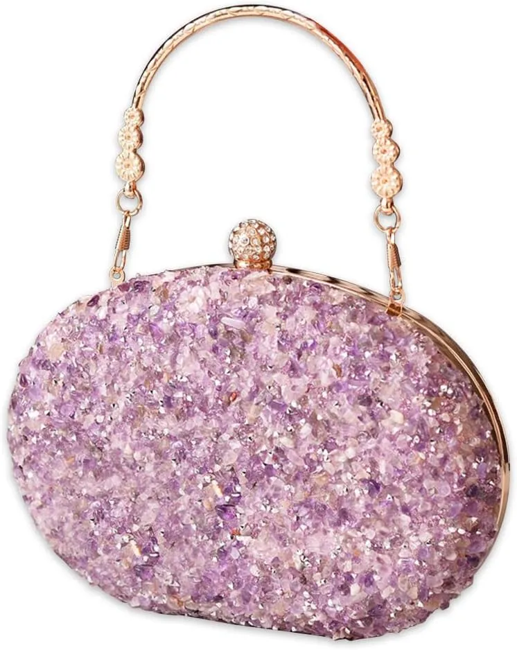 Women Evening Bag Sequin Clutch Bag Bridal Wedding Purse Ladies Handbag With Detachable Chain Elegant Shoulder Bag