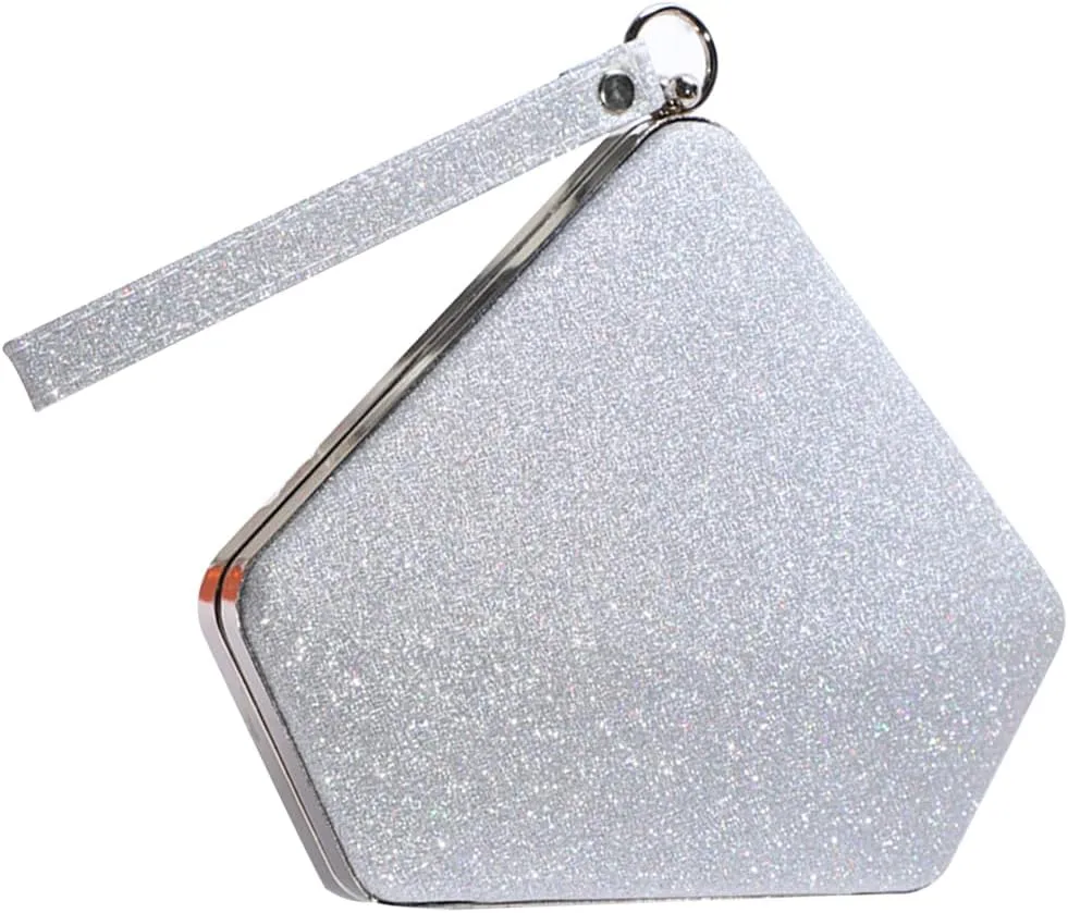 Women Evening Bag Sequin Clutch Bag Bridal Wedding Purse Ladies Sparkly Handbag Glitter Pentagon Shoulder Bag
