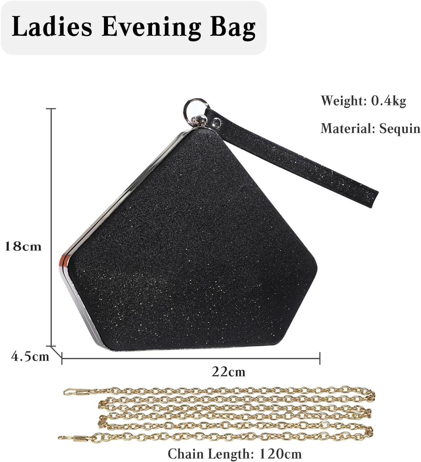 Women Evening Bag Sequin Clutch Bag Bridal Wedding Purse Ladies Sparkly Handbag Glitter Pentagon Shoulder Bag