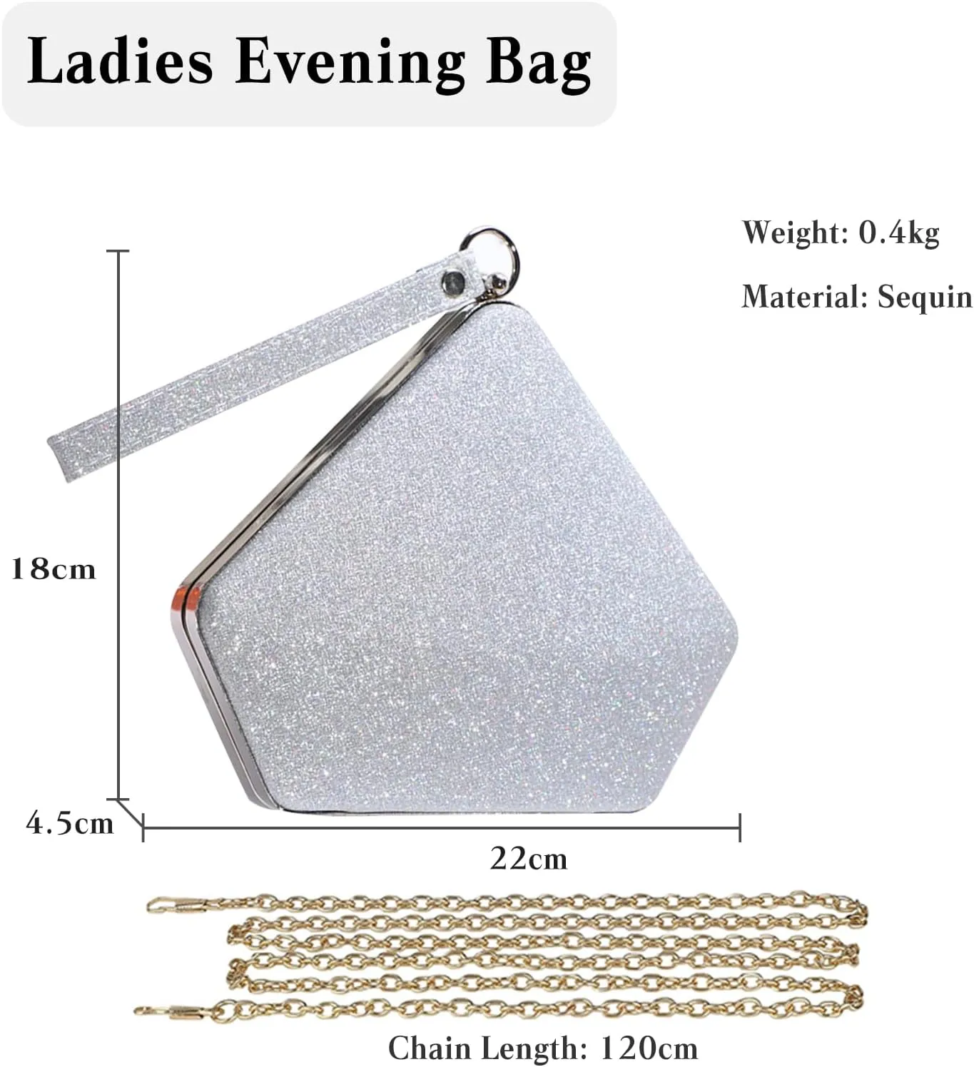 Women Evening Bag Sequin Clutch Bag Bridal Wedding Purse Ladies Sparkly Handbag Glitter Pentagon Shoulder Bag