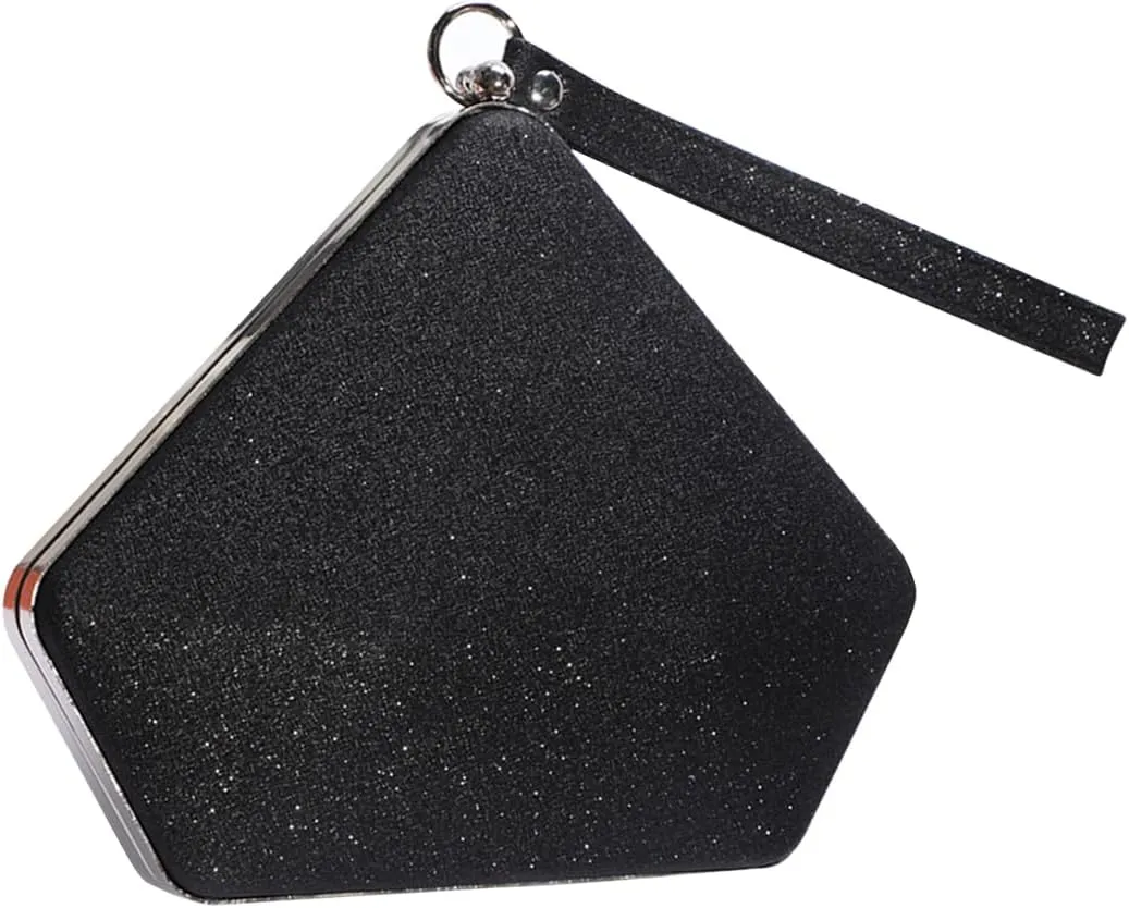 Women Evening Bag Sequin Clutch Bag Bridal Wedding Purse Ladies Sparkly Handbag Glitter Pentagon Shoulder Bag