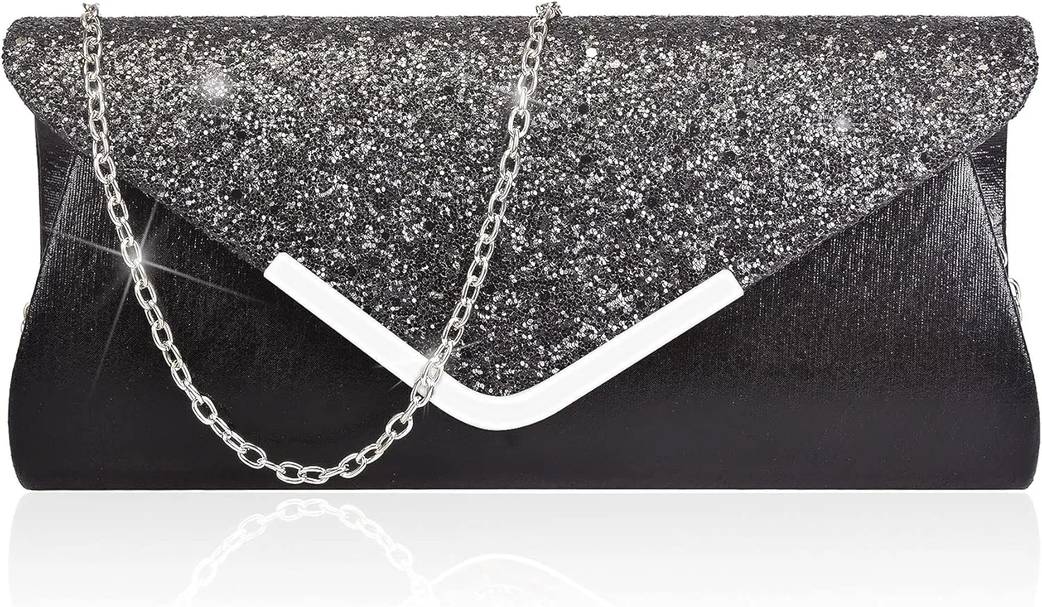 Women Evening Envelope Handbag Prom Sequin Clutch Purse Shoulder Cross Body Bag