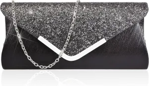 Women Evening Envelope Handbag Prom Sequin Clutch Purse Shoulder Cross Body Bag