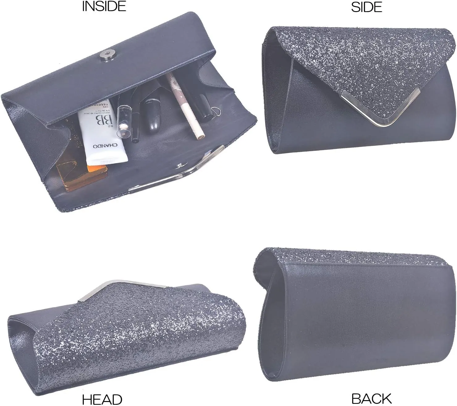 Women Evening Envelope Handbag Prom Sequin Clutch Purse Shoulder Cross Body Bag