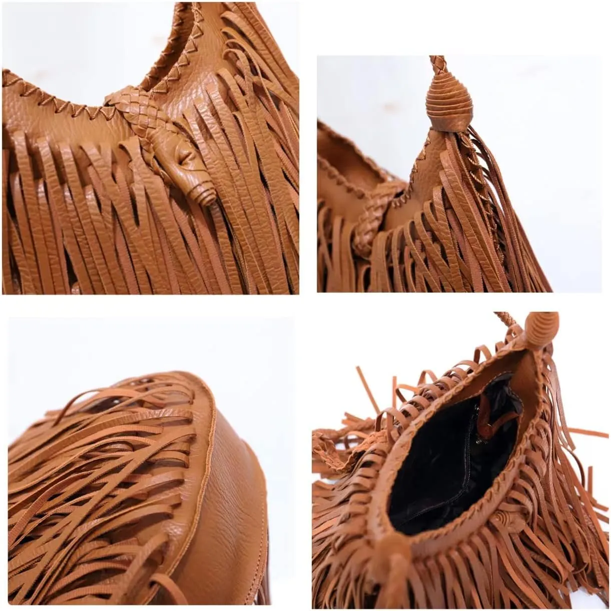 Women Fringe Tassel Crossbody Bag Hippie Boho Leather Shoulder Bag Vintage Western Cowgirl Purse Country Concert Outfits