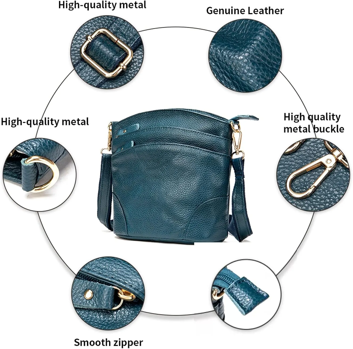 Women Genuine Leather Shoulder Bag Floral-Embossed Crossbody Bag Handbag Purse for Women
