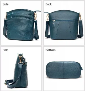 Women Genuine Leather Shoulder Bag Floral-Embossed Crossbody Bag Handbag Purse for Women