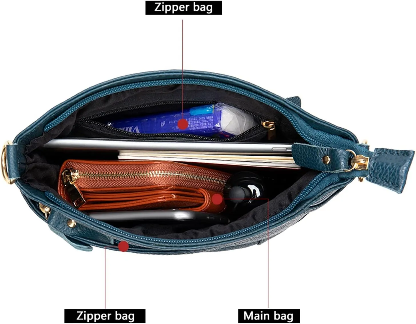 Women Genuine Leather Shoulder Bag Floral-Embossed Crossbody Bag Handbag Purse for Women