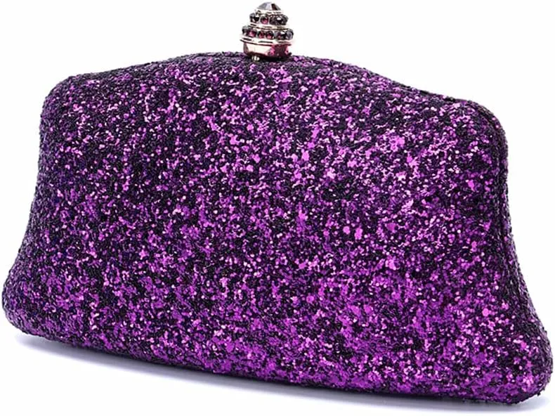 Women Glitter Evening Bag Sequin Wedding Handbag Cocktail Prom Party Shiny Clutch Purse, Coffee