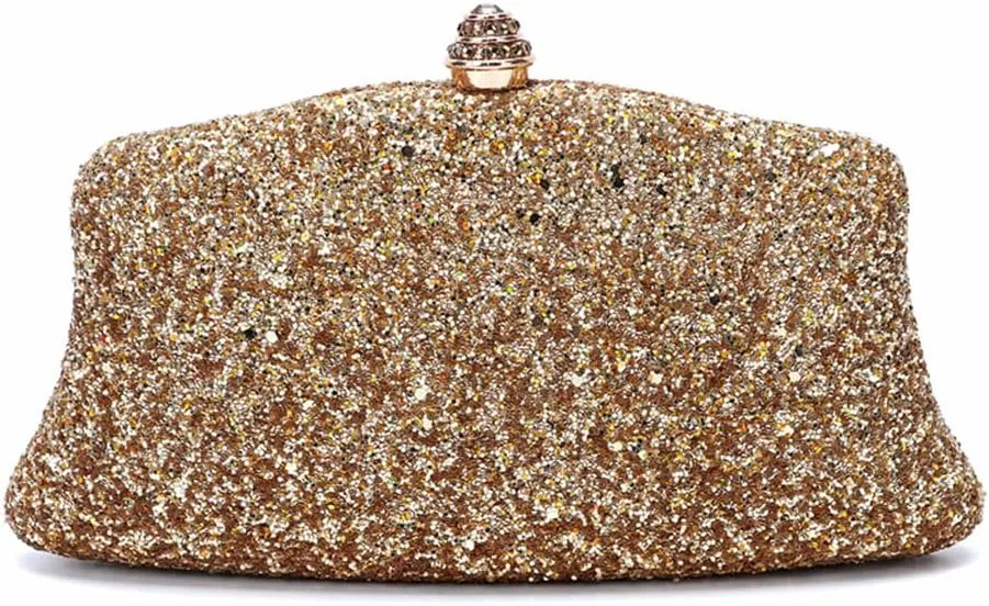 Women Glitter Evening Bag Sequin Wedding Handbag Cocktail Prom Party Shiny Clutch Purse, Coffee