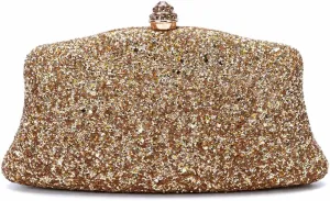 Women Glitter Evening Bag Sequin Wedding Handbag Cocktail Prom Party Shiny Clutch Purse, Coffee