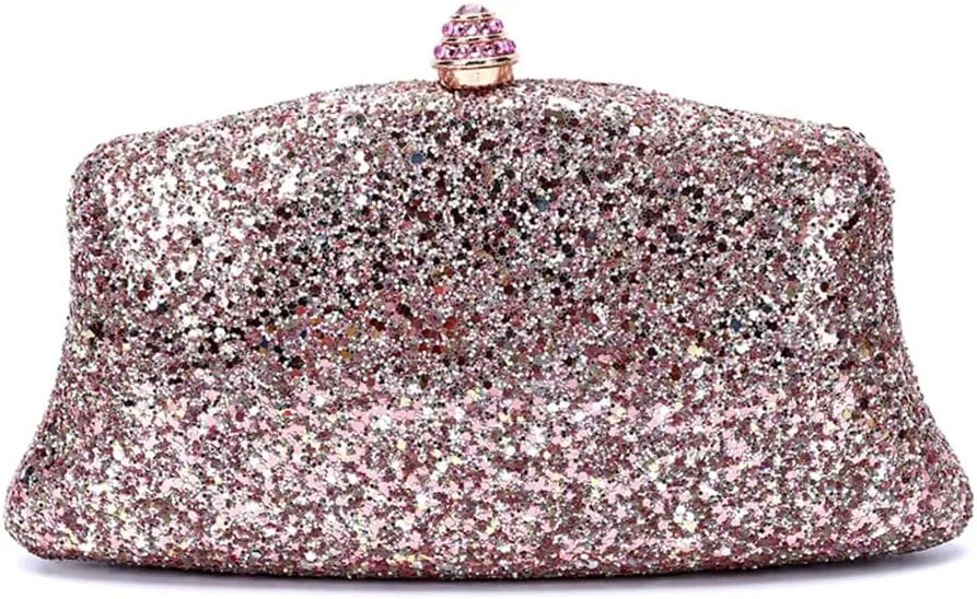 Women Glitter Evening Bag Sequin Wedding Handbag Cocktail Prom Party Shiny Clutch Purse, Coffee