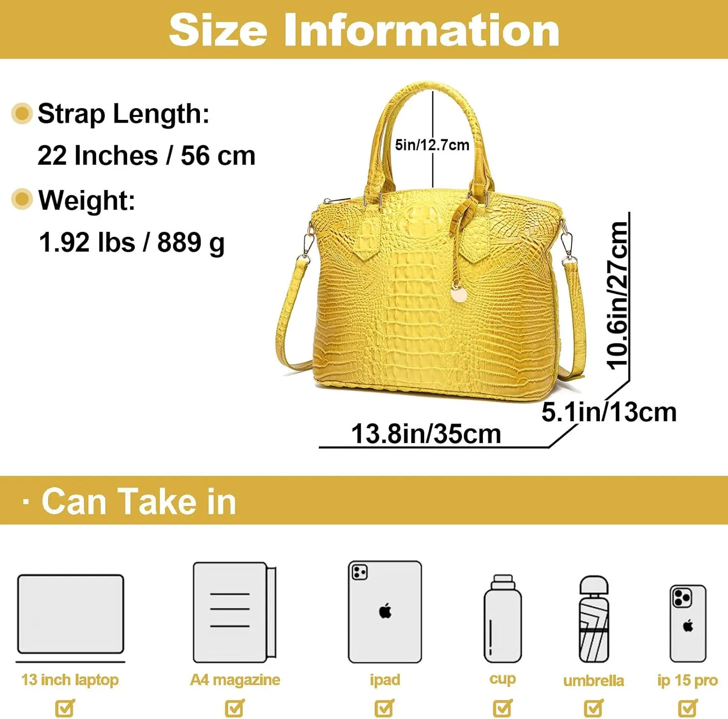 Women Purse Vegan Leather Crocodile-Embossed Pattern With Removable Shoulder Strap Top Handle Large Shoulder Bags