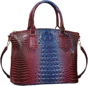 Women Purse Vegan Leather Crocodile-Embossed Pattern With Removable Shoulder Strap Top Handle Large Shoulder Bags