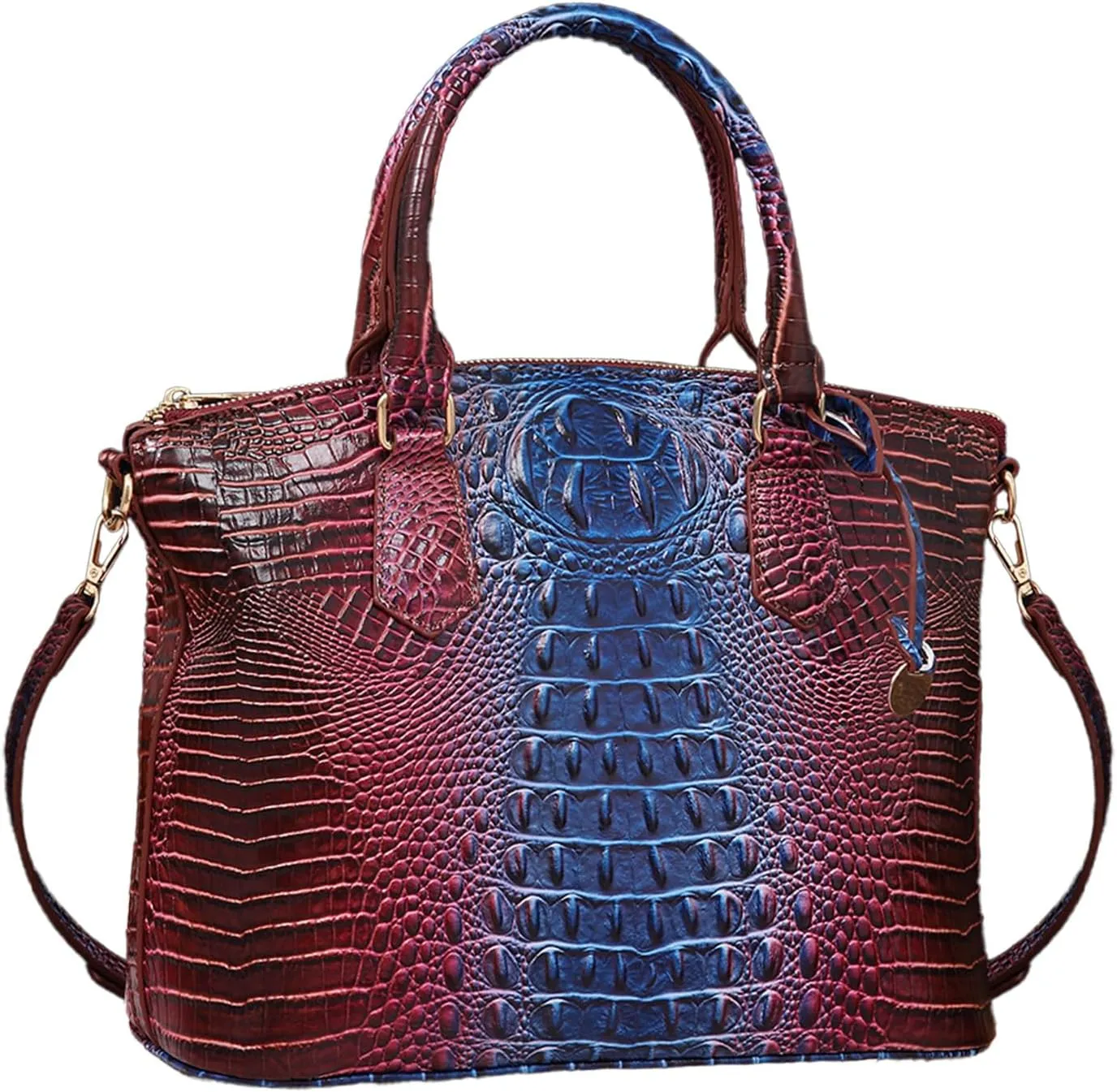 Women Purse Vegan Leather Crocodile-Embossed Pattern With Removable Shoulder Strap Top Handle Large Shoulder Bags