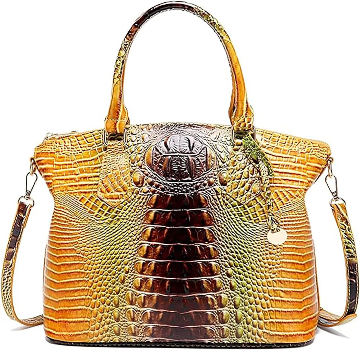 Women Purse Vegan Leather Crocodile-Embossed Pattern With Removable Shoulder Strap Top Handle Large Shoulder Bags