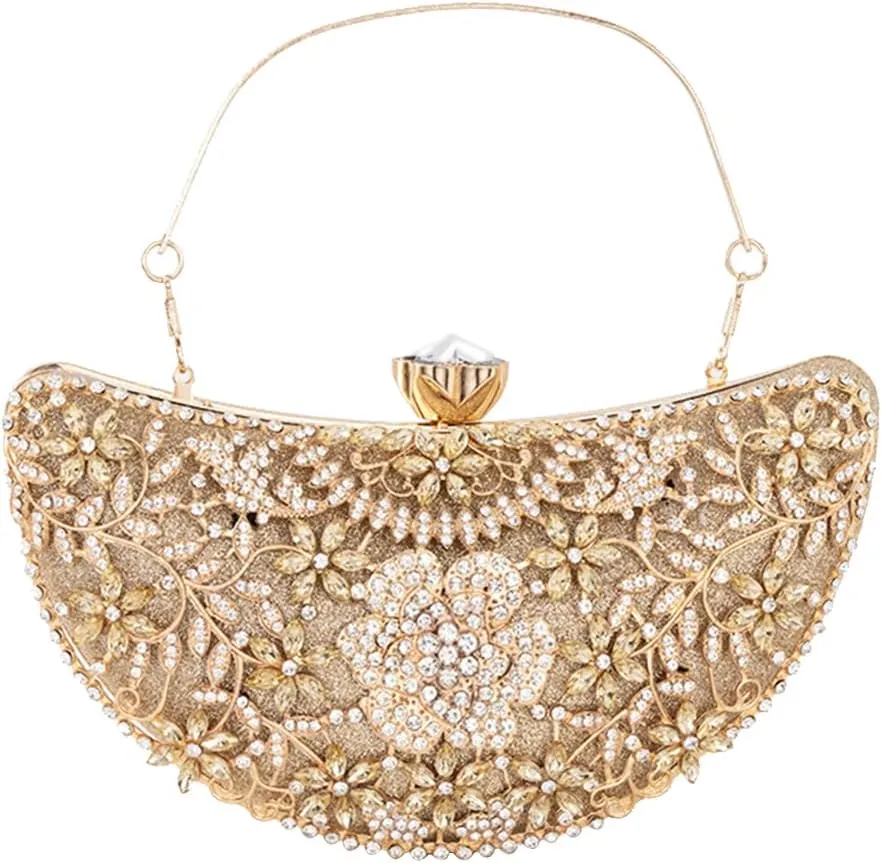 Women Rhinestone Clutch Bag Sequin Evening Bag Bridal Wedding Purse Glitter Crystal Handbag Elegant Shoulder Bag