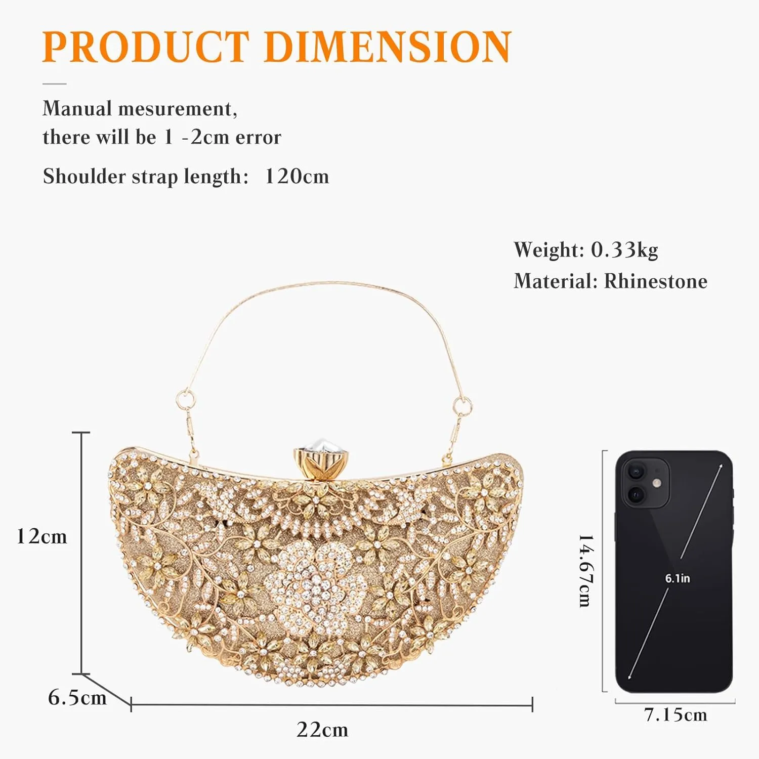 Women Rhinestone Clutch Bag Sequin Evening Bag Bridal Wedding Purse Glitter Crystal Handbag Elegant Shoulder Bag