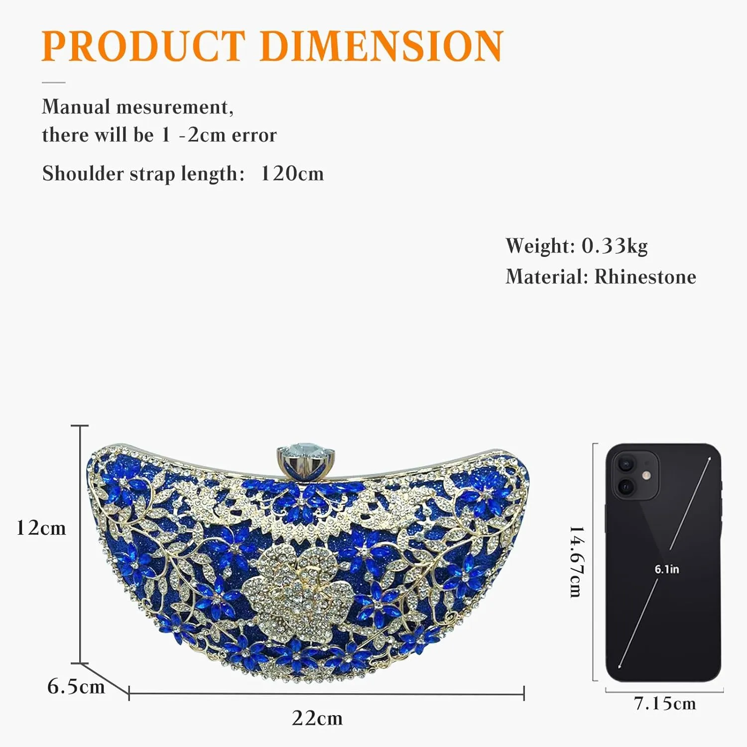 Women Rhinestone Clutch Bag Sequin Evening Bag Bridal Wedding Purse Glitter Crystal Handbag Elegant Shoulder Bag