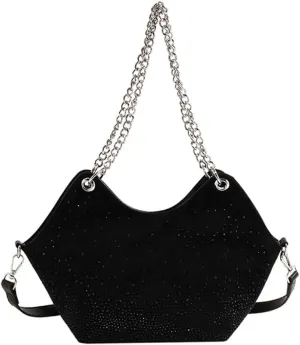 Women Rhinestone Crossbody Bags Evening Purses Sparkly Faux Suede Small Shoulder Handbags for Party Wedding Prom