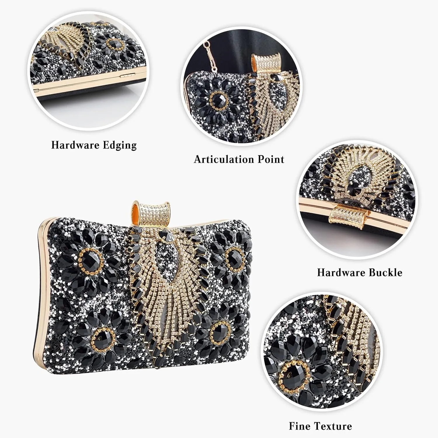 Women Rhinestone Evening Bag Multicolor Clutch Bag Bridal Wedding Purse Luxury Crystal Handbag Glitter Shoulder Bag
