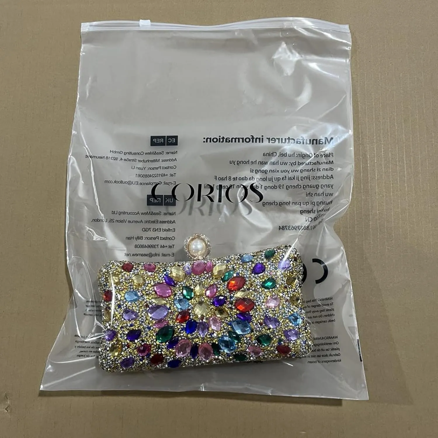 Women Rhinestone Evening Bag Multicolor Clutch Bag Luxury Crystal Handbag Bridal Wedding Purse