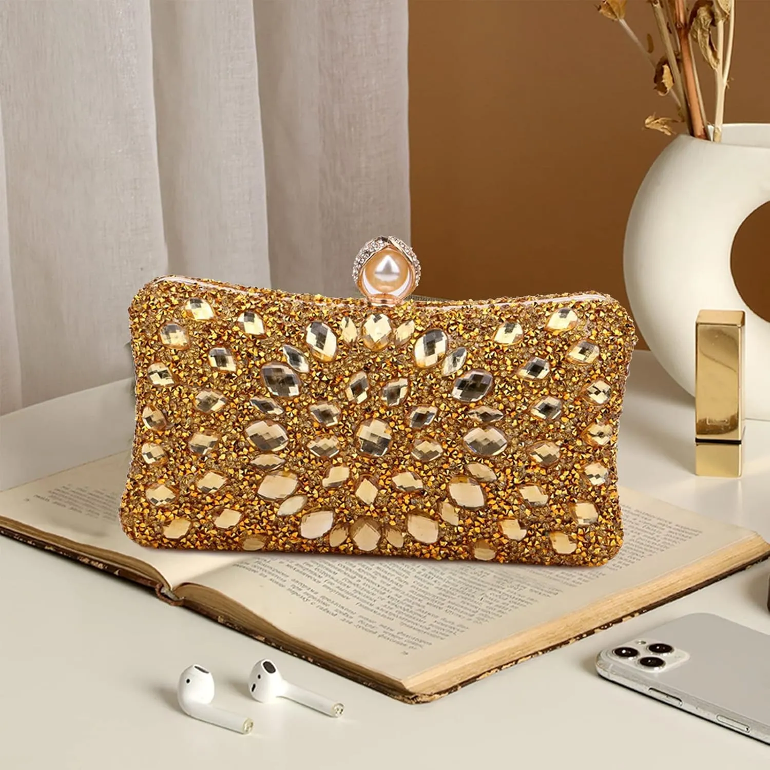 Women Rhinestone Evening Bag Multicolor Clutch Bag Luxury Crystal Handbag Bridal Wedding Purse