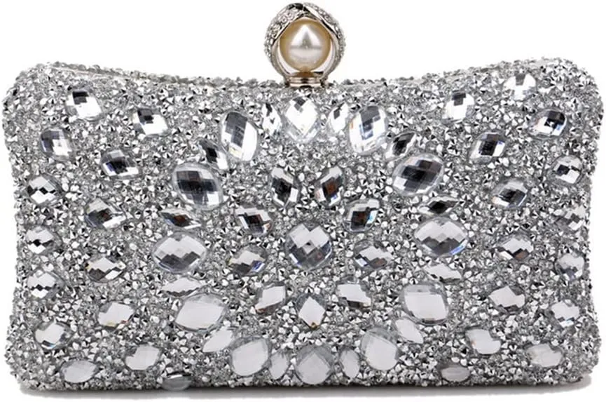 Women Rhinestone Evening Bag Multicolor Clutch Bag Luxury Crystal Handbag Bridal Wedding Purse