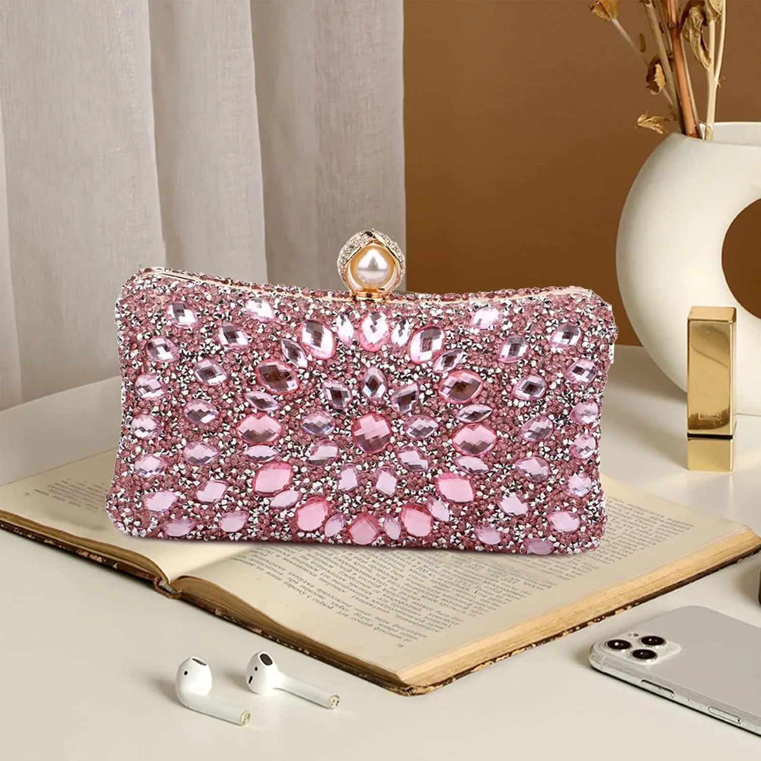 Women Rhinestone Evening Bag Multicolor Clutch Bag Luxury Crystal Handbag Bridal Wedding Purse