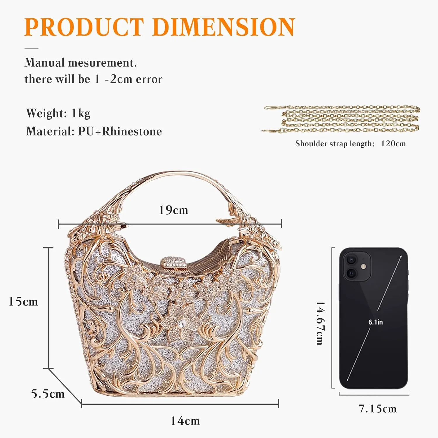 Women Rhinestone Evening Bag Sparkly Sequin Purse Crystal Clutch Bag Bridal Wedding Handbag Glitter Shoulder Bag