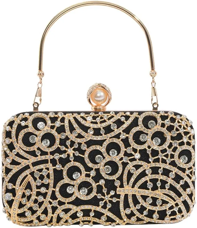 Women Rhinestone Evening Bag Sparkly Sequin Purse Crystal Clutch Bag Bridal Wedding Handbag Glitter Shoulder Bag