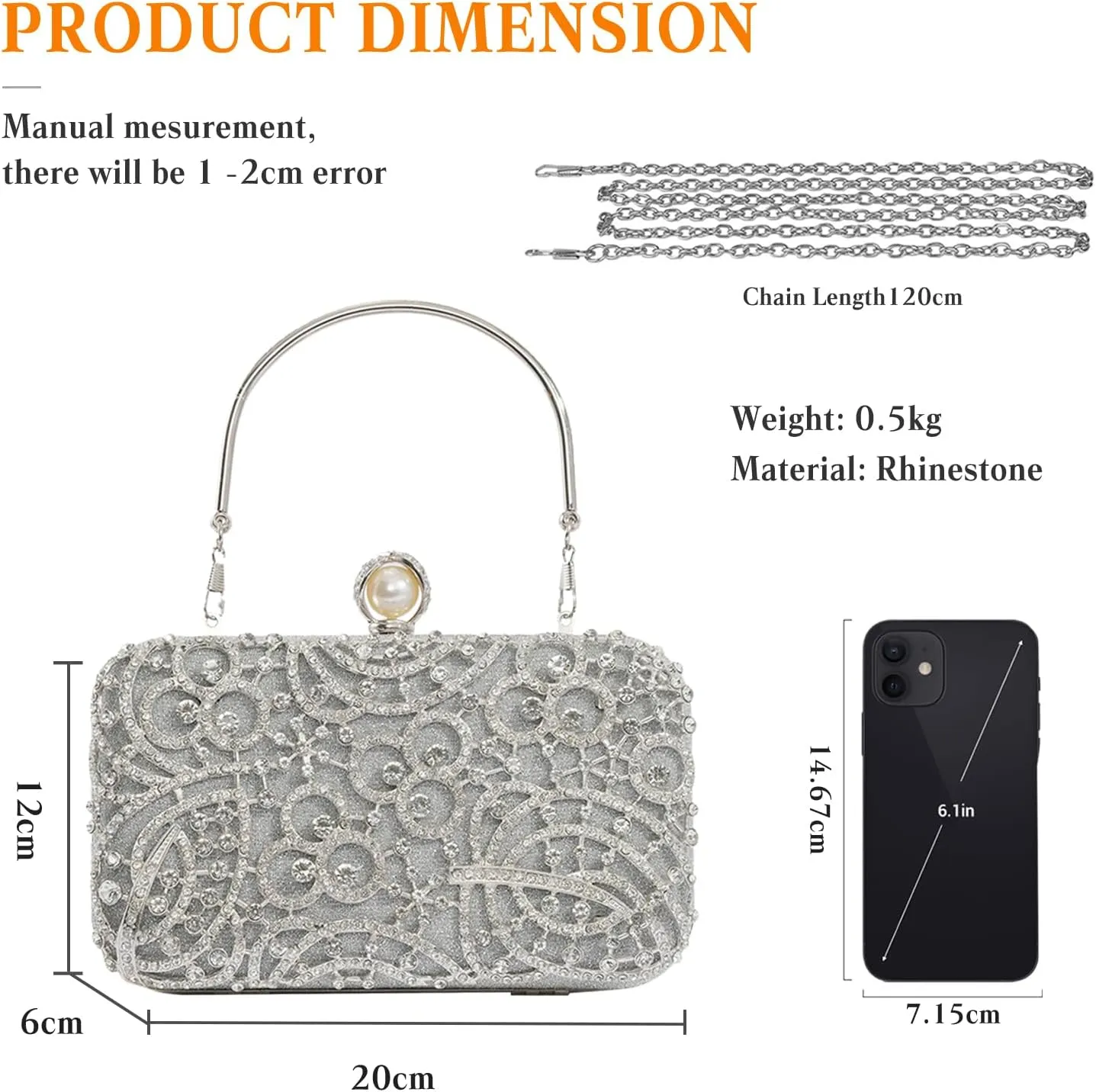Women Rhinestone Evening Bag Sparkly Sequin Purse Crystal Clutch Bag Bridal Wedding Handbag Glitter Shoulder Bag