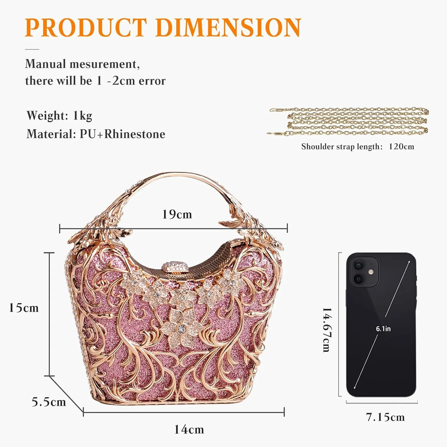 Women Rhinestone Evening Bag Sparkly Sequin Purse Crystal Clutch Bag Bridal Wedding Handbag Glitter Shoulder Bag