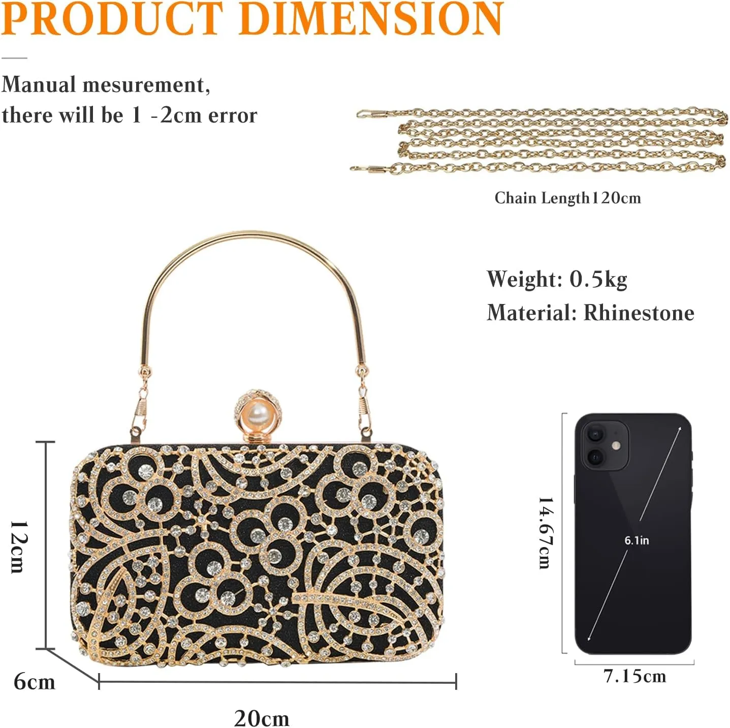 Women Rhinestone Evening Bag Sparkly Sequin Purse Crystal Clutch Bag Bridal Wedding Handbag Glitter Shoulder Bag